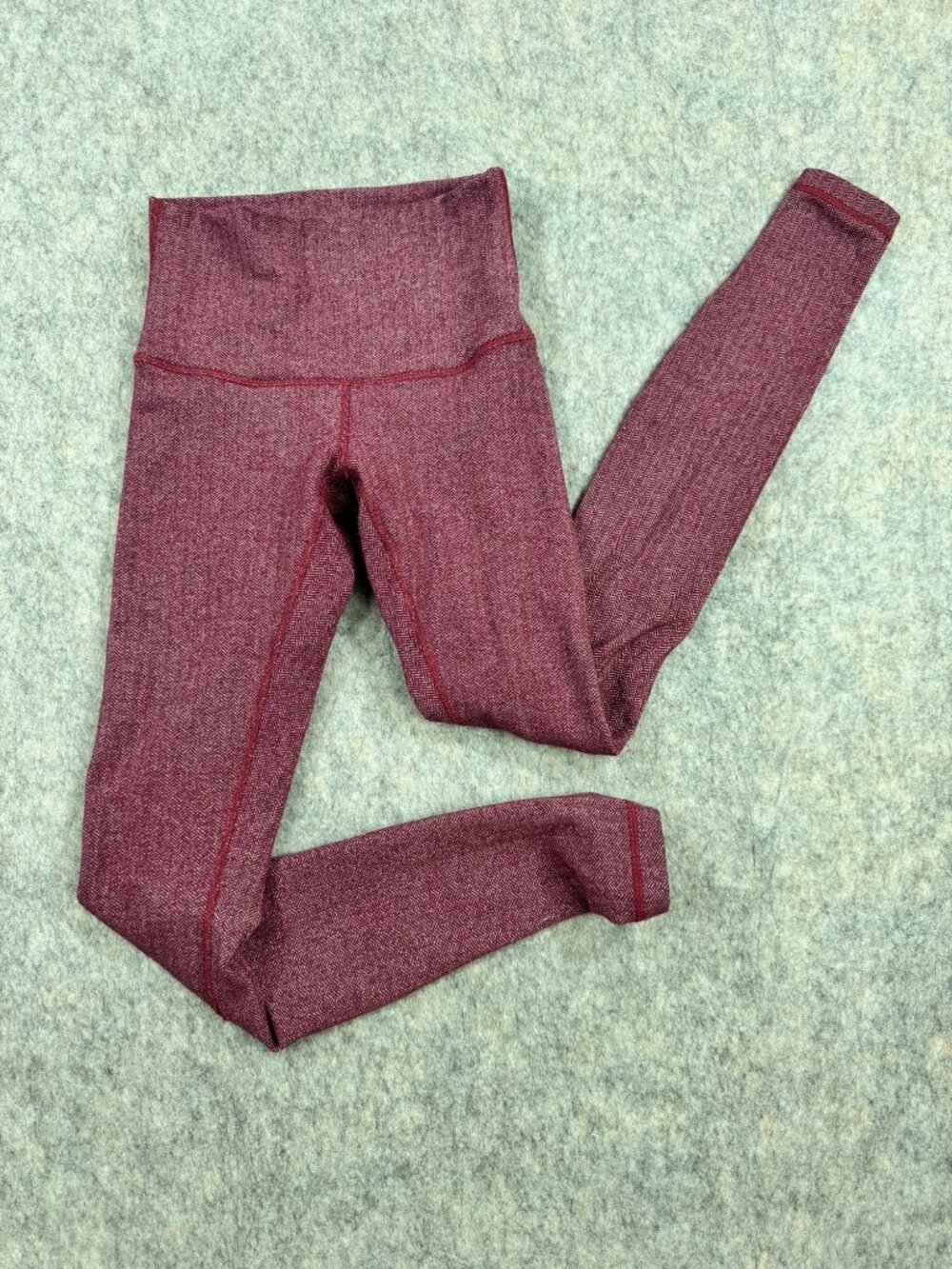 Lululemon Herringbone Leggings Sz 4 Burgundy Mid Rise